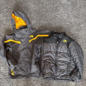 The North Face Boys 10/12 Triclimate 3in1 and Yellow Winter Jacket EUC